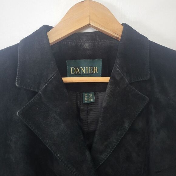 Vintage Danier 8-10 Black Suede Leather Jacket - Picture 4 of 16